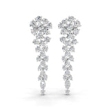 Dangle Drop Earrings Lab Grown Diamond Round Cut 14K Gold 3.79Ct