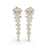 Dangle Drop Earrings Lab Grown Diamond Round Cut 14K Gold 3.79Ct