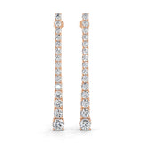 Lab Grown Diamond Long Graduation Earrings Round Cut in 14K Rose Gold 3.43ct