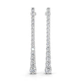 Lab Grown Diamond Long Graduation Earrings Round Cut in 14K Rose Gold 3.43ct