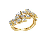 Multi Shape 1.45 Ct Lab Grown Diamond Bypass Ring 14k Fine Gold