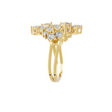 Pear Round Lab Grown Diamond Crisscross Floral Band Ring 1.95 Ct 14k Fine Gold