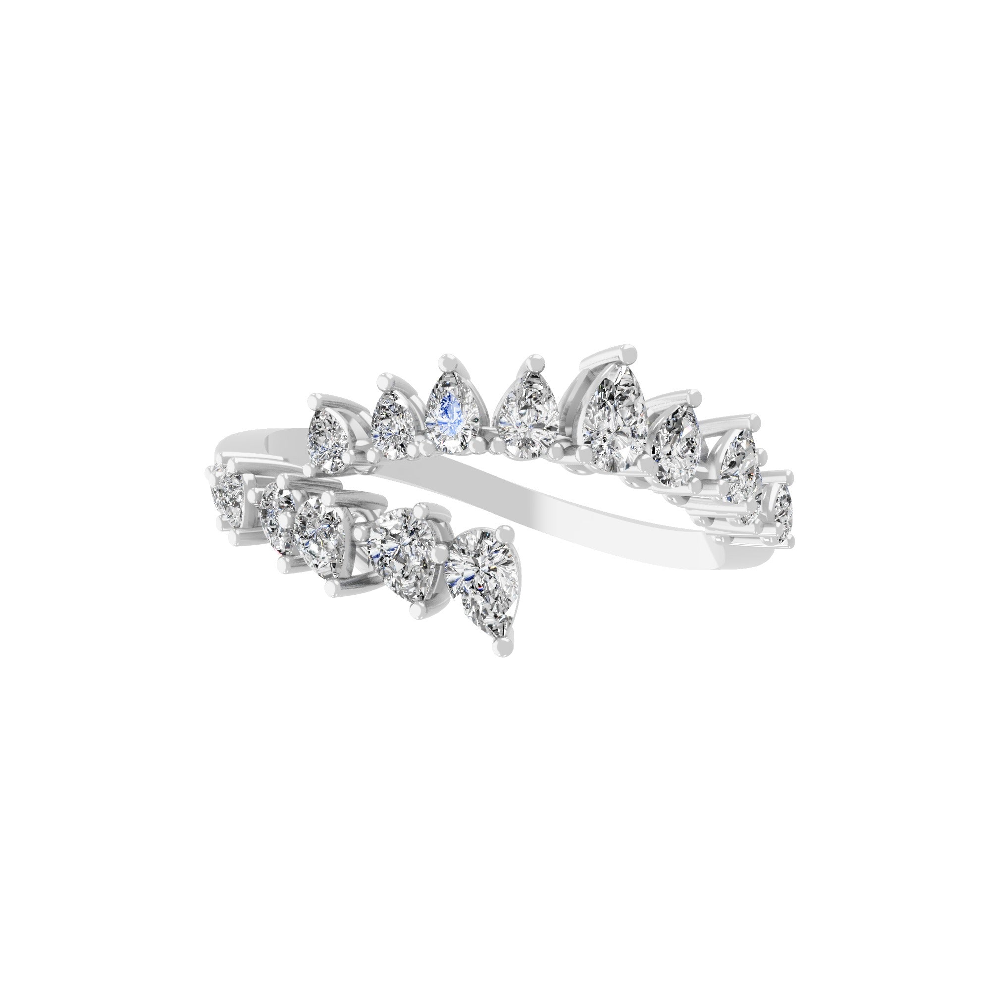 Lab Grown Diamond 0.80Ct Pear Shaped Promise Twisted Cuff Ring
