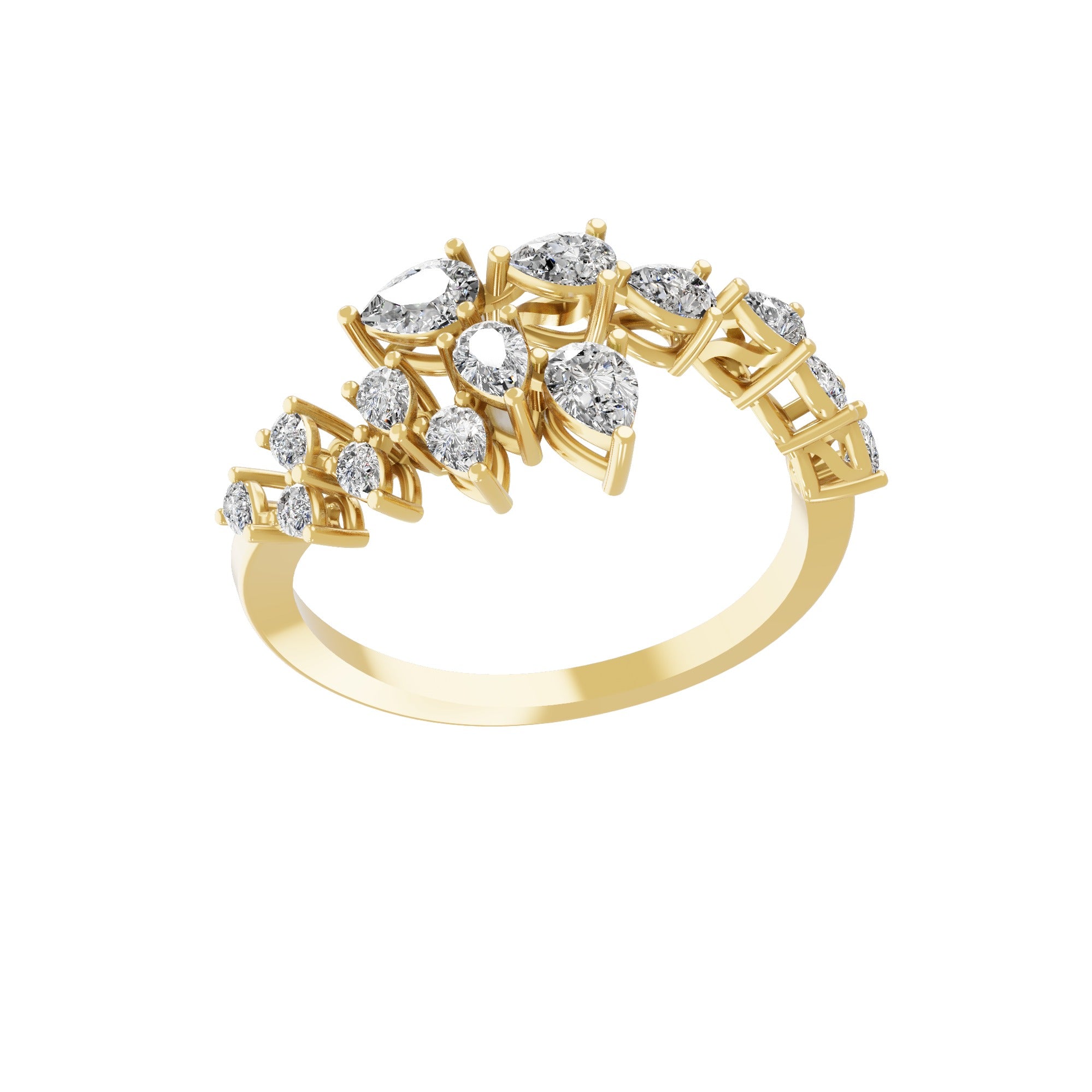 Lab Grown Pear Diamond 14K Fine Gold 0.95Ct East West Bypass Anniversary ring