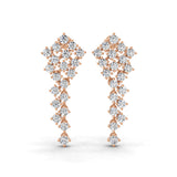 Round Brilliant Cut Lab Grown Diamond Dangle Earrings 2.20Ct 14K Fine Gold