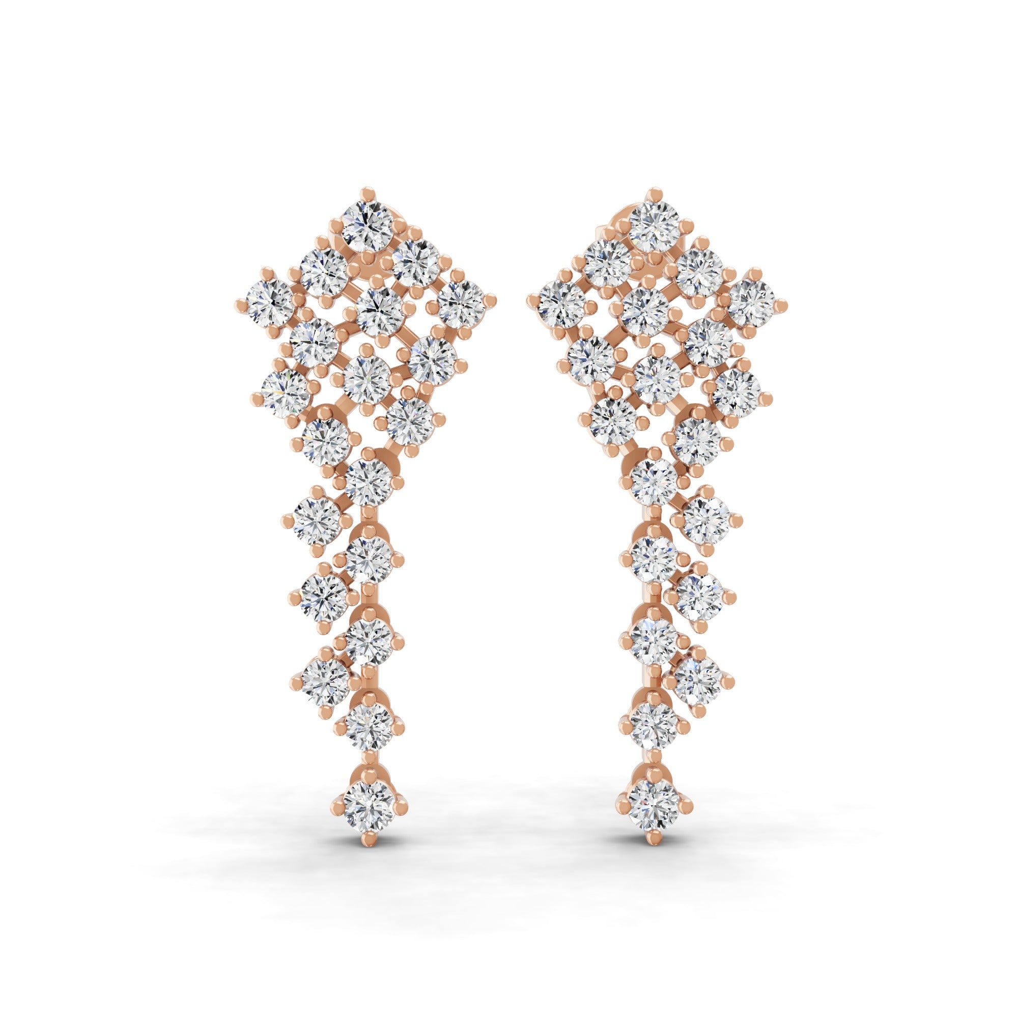 Round Brilliant Cut Lab Grown Diamond Dangle Earrings 2.20Ct 14K Fine Gold