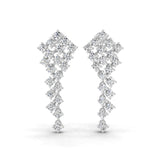 Round Brilliant Cut Lab Grown Diamond Dangle Earrings 2.20Ct 14K Fine Gold