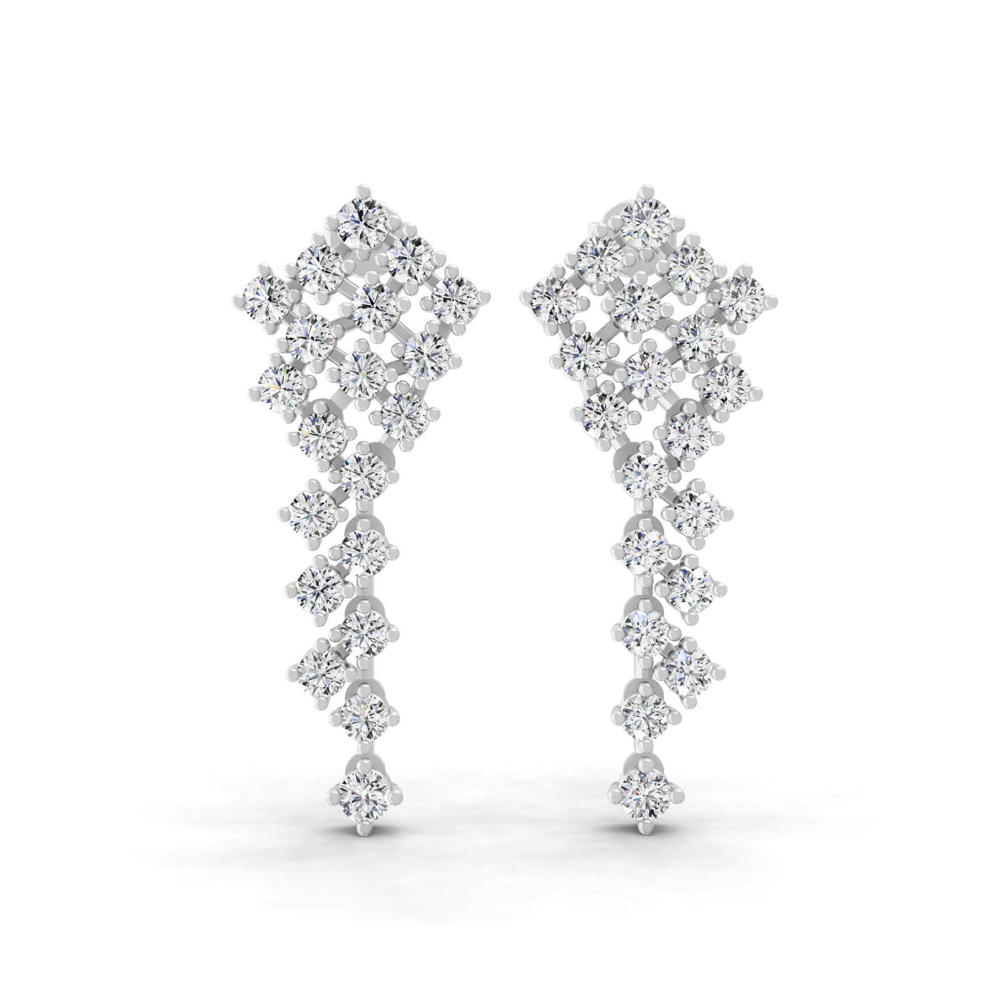 Round Brilliant Cut Lab Grown Diamond Dangle Earrings 2.20Ct 14K Fine Gold