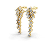 Round Brilliant Cut Lab Grown Diamond Dangle Earrings 2.20Ct 14K Fine Gold