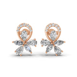 14K Fine Gold Cluster Stud Earrings Lab Grown Diamond 2.32Ct