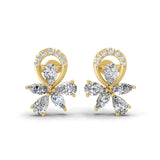 14K Fine Gold Cluster Stud Earrings Lab Grown Diamond 2.32Ct