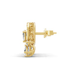 14K Fine Gold Cluster Stud Earrings Lab Grown Diamond 2.32Ct