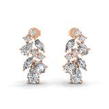 14K Gold Cluster Drop Earrings Round and Pear Shaped 2.94Ct Lab Grown Diamonds