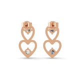 Heart Drop Stud Earrings 14K Fine Gold 0.40Ct Lab Grown Diamond