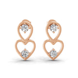 Heart Drop Stud Earrings 14K Fine Gold 0.40Ct Lab Grown Diamond