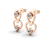Heart Drop Stud Earrings 14K Fine Gold 0.40Ct Lab Grown Diamond
