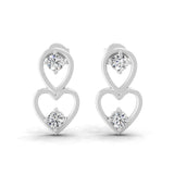 Heart Drop Stud Earrings 14K Fine Gold 0.40Ct Lab Grown Diamond