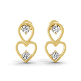Heart Drop Stud Earrings 14K Fine Gold 0.40Ct Lab Grown Diamond