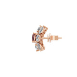 Round Ruby Marquise Cut Lab Grown Diamond 5.05Ct Stud Earrings 14K Fine Gold