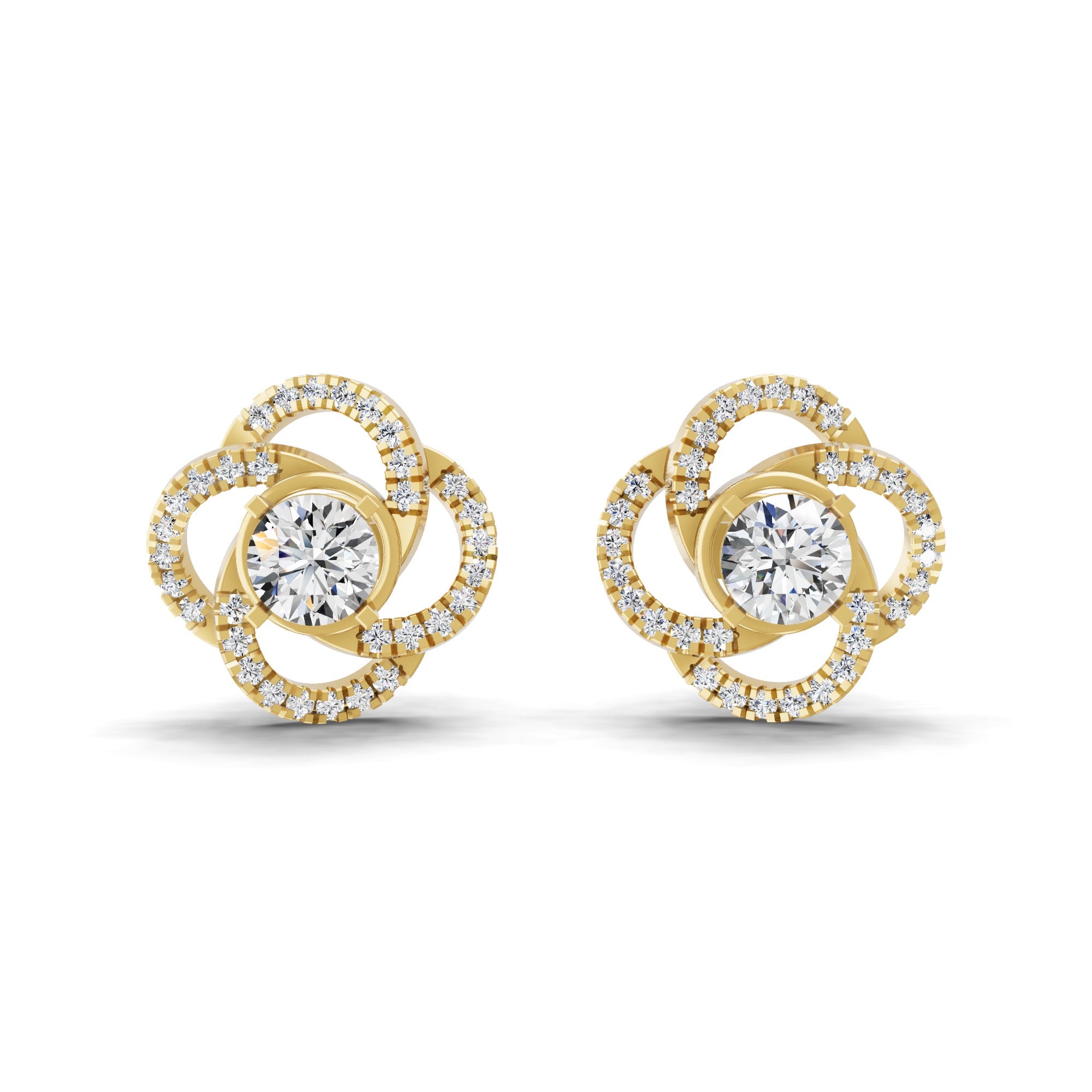Knot Style Stud Earrings 1.53Ct 14K Fine Gold Lab Grown Diamond