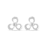 Three Clover Leaf Stud Earrings 14K Fine Gold 0.99Ct Lab Grown Diamond