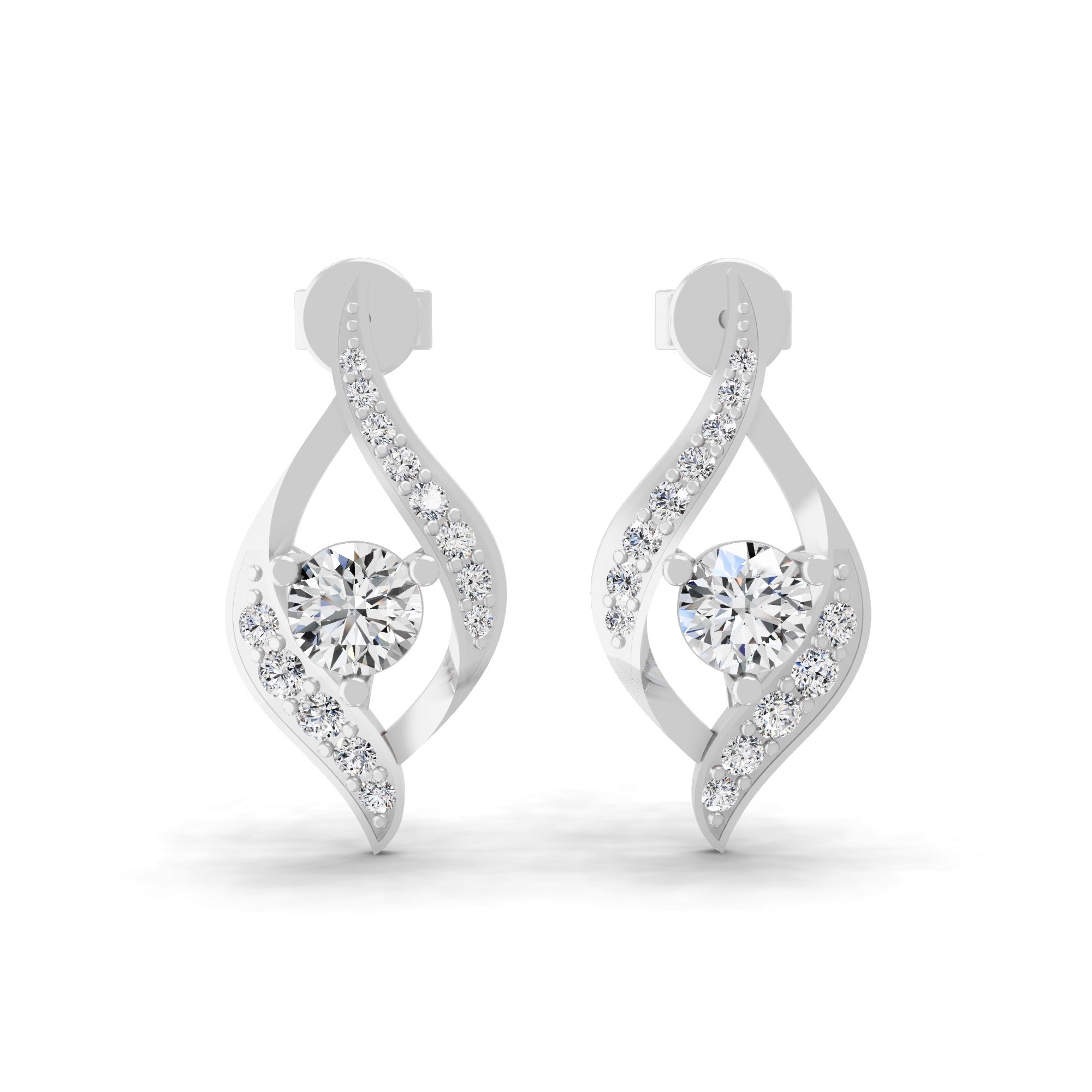 0.76Ct Halo Lab Grown Diamond Stud Earrings 14K Fine Gold