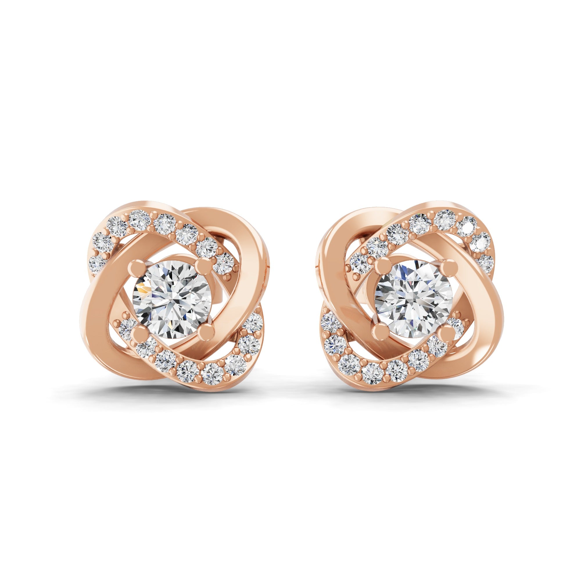 14K Fine Gold Knot Style Stud Earrings 0.77Ct Lab Grown Diamond