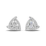 Lab Grown Diamond 1.76Ct 14K Fine Gold Halo Stud Earrings