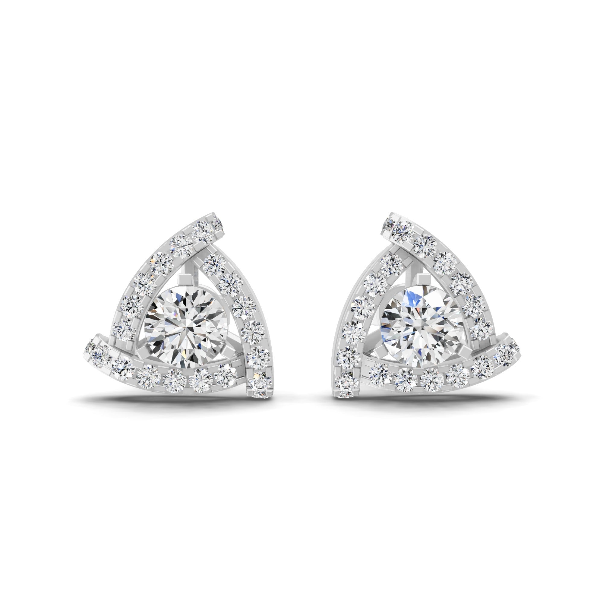 Lab Grown Diamond 1.76Ct 14K Fine Gold Halo Stud Earrings