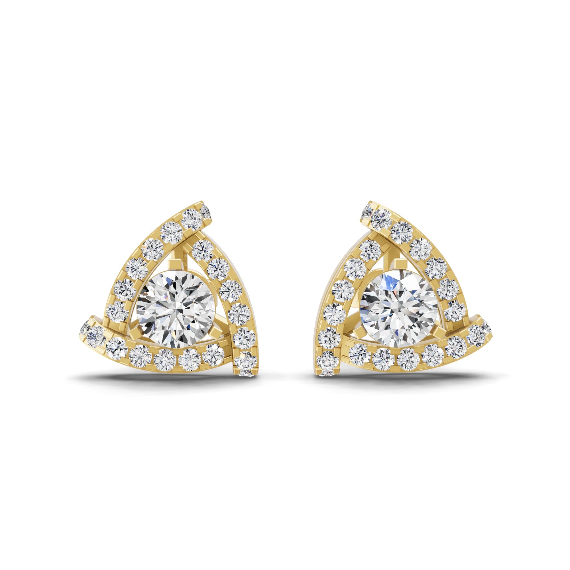 Lab Grown Diamond 1.76Ct 14K Fine Gold Halo Stud Earrings