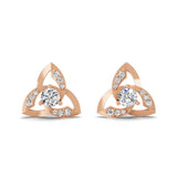 Splendid Triangular Lab Grown Diamond Stud 14K Fine Gold 0.70Ct