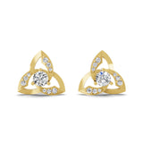 Splendid Triangular Lab Grown Diamond Stud 14K Fine Gold 0.70Ct