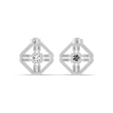 Geometric pavé Stud Earring 1.20Ct Lab Grown Diamond 14K Fine Gold