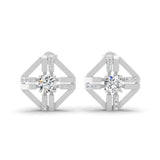 Geometric pavé Stud Earring 1.20Ct Lab Grown Diamond 14K Fine Gold