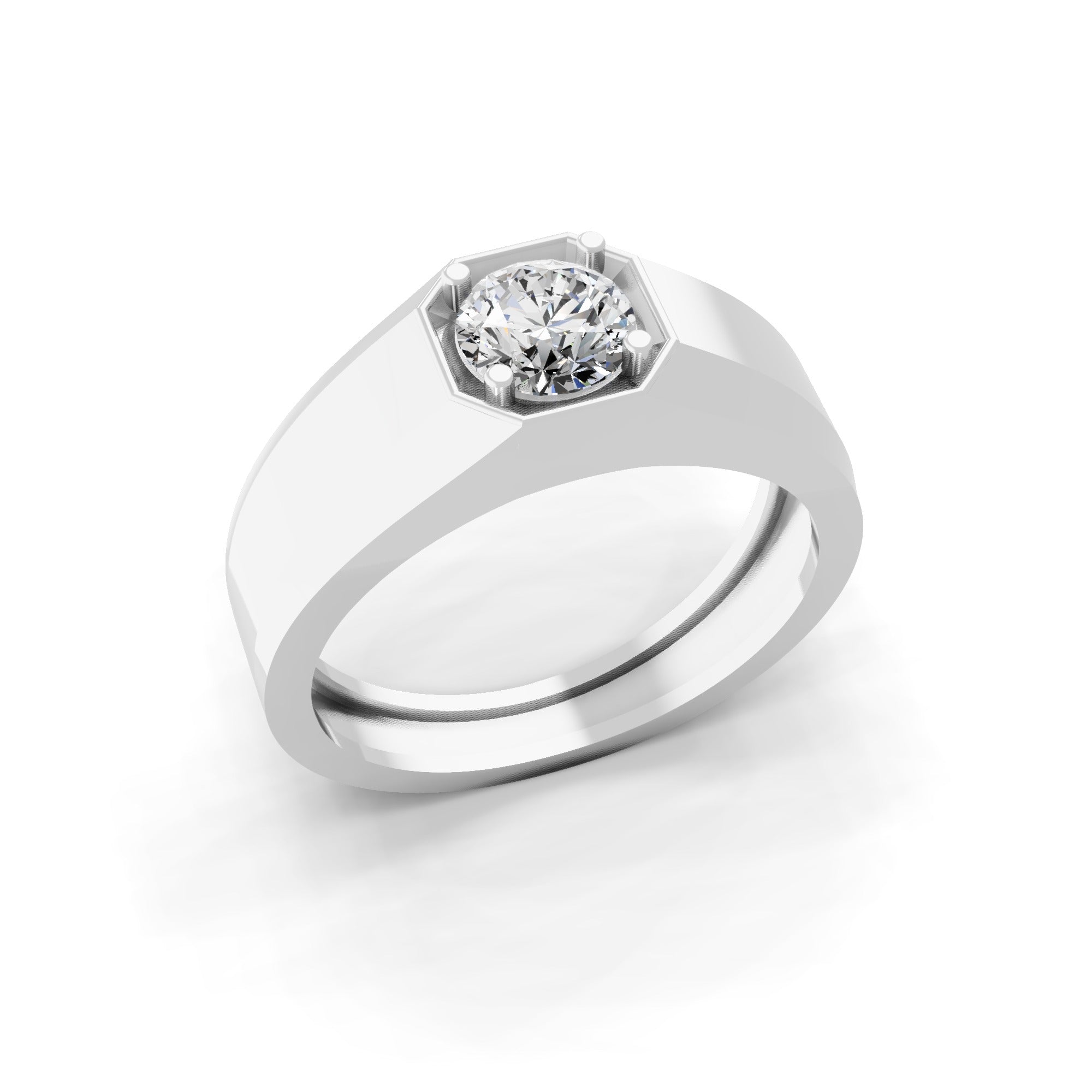 Solitaire Ring 1.25Ct Lab Grown Round Diamond Prong Set 14K Fine Gold
