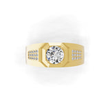 Pave Set Lab Grown Diamonds Round Cut 0.94Ct 14K Gold Engagement Ring