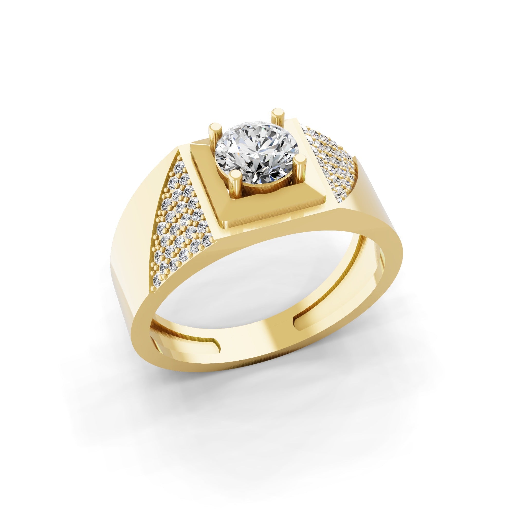 Round Cut Prong Set 1.08Ct Lab Grown Diamond Engagement Ring 14K Fine Gold