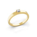 0.10Ct Lab Grown Diamond With Round Cut Solitaire Ring 14K Fine Gold