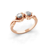 Toi et Moi Promise Ring 14K Fine Gold Lab Grown Diamond 0.50Ct