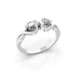 Toi et Moi Promise Ring 14K Fine Gold Lab Grown Diamond 0.50Ct