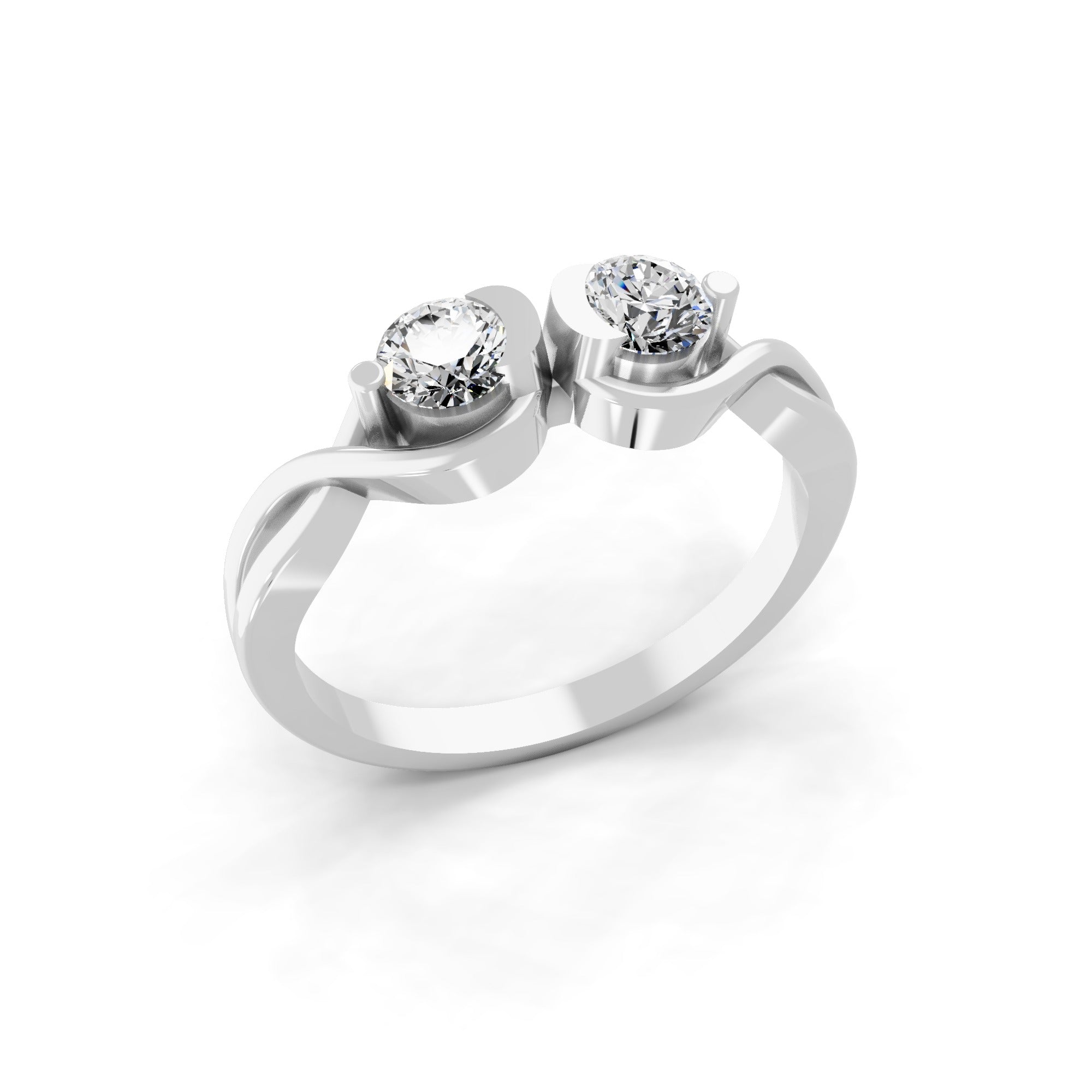 Toi et Moi Promise Ring 14K Fine Gold Lab Grown Diamond 0.50Ct