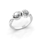 14K Fine Gold 1.00Ct Twin Stone Lab Grown Diamond Promise Ring