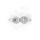 14K Fine Gold 1.00Ct Twin Stone Lab Grown Diamond Promise Ring