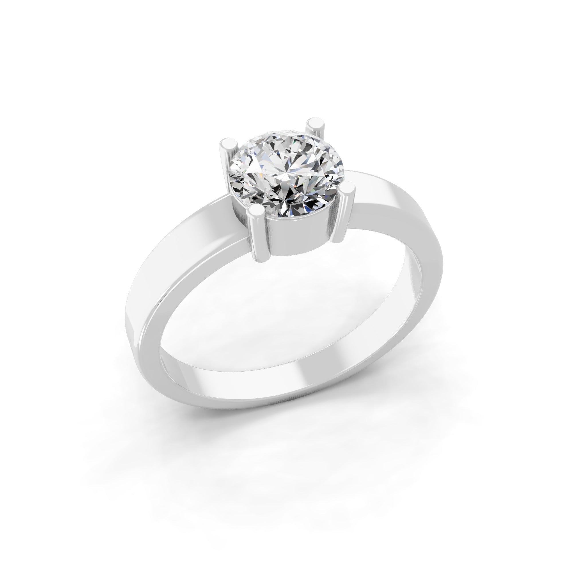 Cathedral Setting Solitaire Engagement Ring With 1.00Ct Lab Grown Diamond