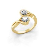 Two Stone Round Lab Grown Diamond Promise Ring 1.00Ct 14K Fine Gold