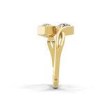 Two Stone Round Lab Grown Diamond Promise Ring 1.00Ct 14K Fine Gold