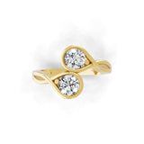 Two Stone Round Lab Grown Diamond Promise Ring 1.00Ct 14K Fine Gold