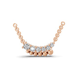 Round Cut Lab Grown Diamond 0.22Ct Curved Bar Necklace 14K Fine Gold