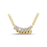 Round Cut Lab Grown Diamond 0.22Ct Curved Bar Necklace 14K Fine Gold