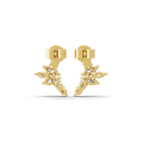 Marquise Round Cut 0.79Ct Lab Grown Diamond Stud Earrings 14K Fine Gold